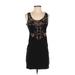 Sky Cocktail Dress - Mini Scoop Neck Sleeveless: Black Solid Dresses - Women's Size Small