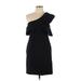 Slate & Willow Casual Dress - Sheath One Shoulder Short sleeves: Black Print Dresses - Women's Size 10