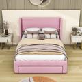 Latitude Run® Alexeus Storage Bed Wood & /Upholstered/Velvet in Pink | 44 H x 59 W x 78 D in | Wayfair 5FAC3AF8C618434B9D2C67D415F7214D