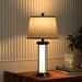 Latitude Run® Metal USB Table Lamp Glass/Linen/Metal in Black/Brown/White | 26.3 H x 12.9 W x 12.9 D in | Wayfair 7AE89A5B36184CE38C861F38B390E403