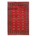 Black/Red 75 x 49 x 0.25 in Area Rug - Isabelline Gaurika Oriental Handmade Rectangle 4'1" x 6'3" Wool/Area Rug in Red/Beige/Black | Wayfair