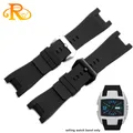 waterproof band 32*17mm black rubber watch strap with stainless steel buckle watchband men Dedicated