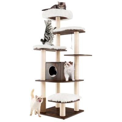 Costway 7-Layer Wooden Cat Tree Tall Cat Tower wit...