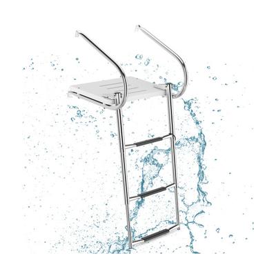 Costway 3-Step Telescoping Boat Ladder with Fiberg...