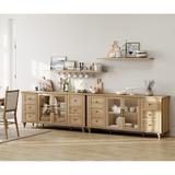 Sideboard Buffet Cabinets with Glass Door, Kitchen Storage Cabinets, Wood Coffee Bar Tables