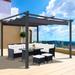 13 x 10 Ft Outdoor Patio Retractable Pergola with Polyester Canopy & Durable Aluminum Frame for Gardens, Backyard