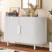 Modern Curved Design Buffet Sideboard Cabinet, Light Luxury Storage Cabinet with Adjustable Shelves, Entryway Console Table