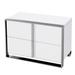 Noe 28 Inch Nightstand, 2 Drawers, Stainless Steel Frame, Glossy White