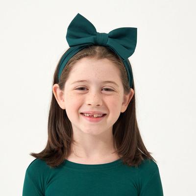 Emerald Luxe Baby Girl Soft & Stretchy Bamboo Bow Headbands - 4T - 8 Years