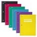 Spiral Notebooks 1 Subject Wide Ruled Paper Sheets 10-1/2 x 7-1/2 Plastic Assorted Colors 6 Pack (38966)