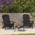 Flash Furniture Charlestown Set of 2 All-Weather Poly Resin Wood Adirondack Chairs in Slate Gray with Gray Cushions for Deck Porch and Patio