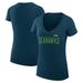 Women's G-III 4Her by Carl Banks Navy Seattle Seahawks Dot Print V-Neck Fitted T-Shirt