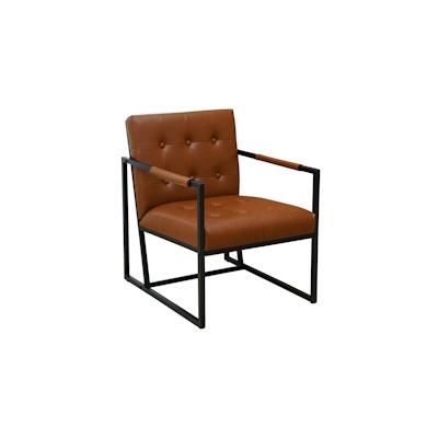 SVITA JONES Cocktail-Sessel Loungesessel gepolstert mit Stahl-Rahmen Kunstleder Braun