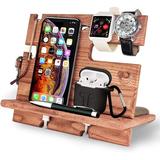 Wood Docking Station Farmhouse Decor Nightstand Organizer Phone Wallet Watch Stand Key Holder Charging Dock Desk