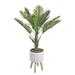 Artificial Plant Tree Areca Palm Tree 4 Feet Tall in 10 inch Verbena Ceramic Planter Wood Stand White