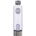 Gem Infused Crystal Water Bottle Elixir with Authentic Healing Wellness Brazilian Stones Rose Quartz, Amethyst, Clear Quartz, Obsidian, Neoprene Sleeve, for Love Peace and clarity 16 oz (Rose Quartz)