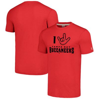 Unisex Homage Red Tampa Bay Buccaneers The NFL ASL Collection von Love Sign Tri-Blend T-Shirt Image