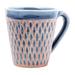 Ginger Blue Honeycomb,'Handcrafted Blue Incised Celadon Ceramic Mug'