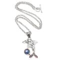 Dolphin Plays Ball,'Garnet and pearl pendant necklace'