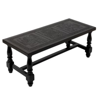 Mohena wood and leather coffee table, 'Elegance'