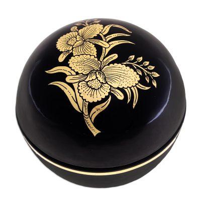 Orchid Song,'Thai Lacquerware Box with Orchid Motif'