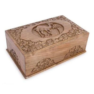 Walnut jewelry box, 'Camel' - Handcrafted Wood Jewelry Box