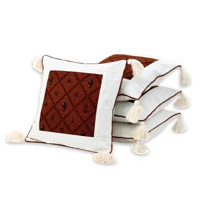 Butterfly,'Cotton Patterned Cushion Covers (Set of...