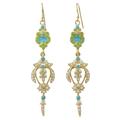 Thai Purity,'Gold Plated Brass Earrings in White and Green from Thailand'