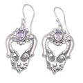 Amethyst heart earrings, 'Bali Regal'