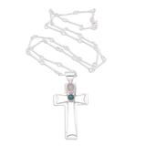 Moonstone and agate cross necklace necklace, 'Faith Cross'