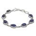 Caressing Rain in Blue,'Lapis Lazuli and Sterling Silver Link Bracelet from India'