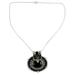 'Traditional Chic' - Onyx Pendant Necklace in Oxidized Sterling Silver from In