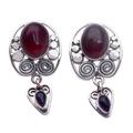 Amethyst and carnelian dangle earrings, 'Illusions'