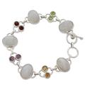 Moonstone link bracelet, 'Rainbow Allure'