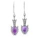 Lilac Arrows,'Sterling Silver and Amethyst Arrow Dangle Earrings'