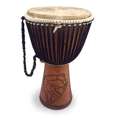 Wood djembe drum, 'Sankofa' - Handmade Wood Djembe...