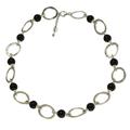 Elos,'Black Agate and Sterling Silver Artisan Crafted Necklace'