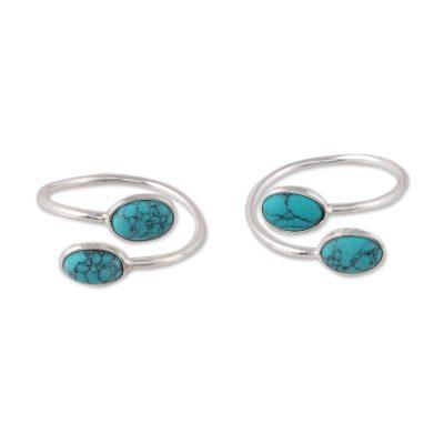 Dainty Ovals,'Oval Composite Turquoise Toe Rings f...