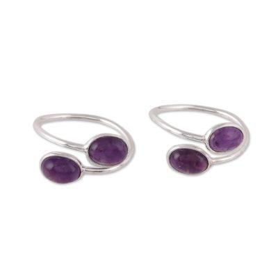 Dainty Ovals,'Oval Amethyst Toe Rings from India (...