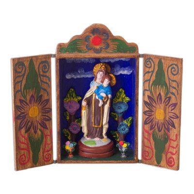 Our Lady of Mount Carmel,'Hand Made Religious Wood Sculpture from Peru'