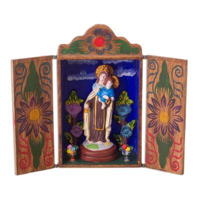 Our Lady of Mount Carmel,'Hand Made Religious Wood Sculpture from Peru'