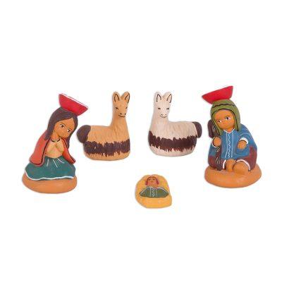 Cuzco Birth,'Hand-Painted Ceramic Andean Nativity Scene from Peru'