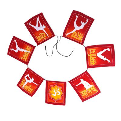 Yoga Flags,'Red and Yellow Yoga Pose Rayon Flags Wall Decor Banner'