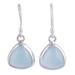 Gleaming Pyramids,'Sterling Silver and Aqua Chalcedony Dangle Earrings'