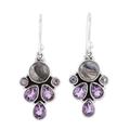 Delightful Dazzle,'Amethyst and Labradorite Dangle Earrings from India'