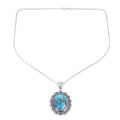 Royal Halo,'Composite Turquoise Pendant Necklace Handcrafted in India'