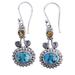 Dream Drops,'Citrine and Composite Turquoise Earrings Handmade in India'