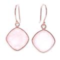 Marvelous Rose,'Handcrafted Rose Gold Plated Earrings with Rose Quartz'