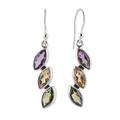 'Six-Carat Multi-Gemstone Dangle Earrings with Marquise Gems'