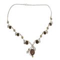 Smoky quartz and citrine Y-necklace, 'Dew Blossom'